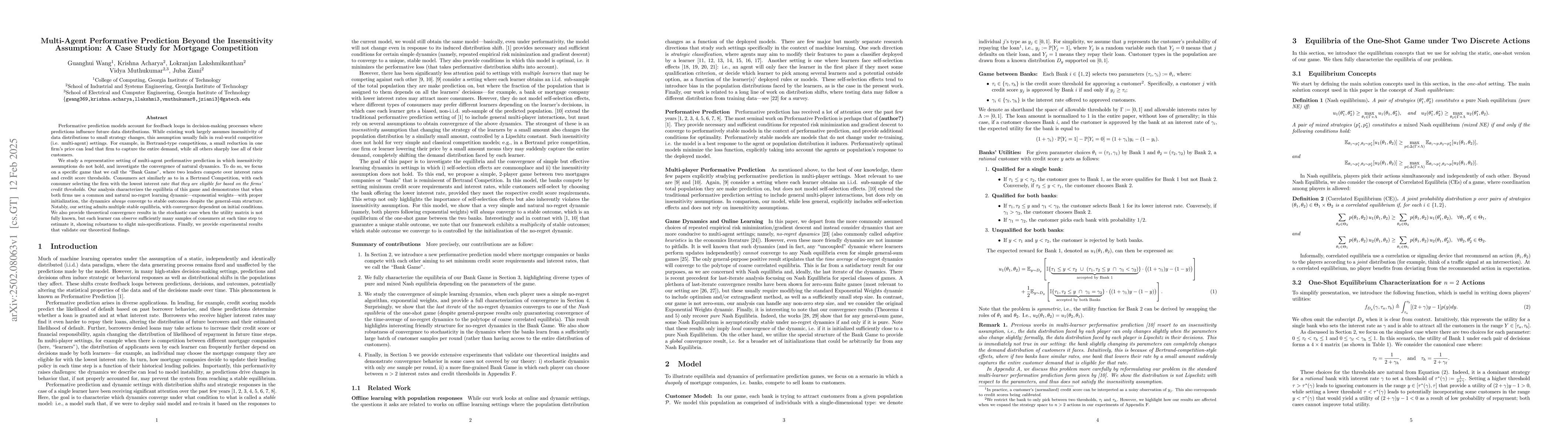 Thumbnail for Multi-Agent Performative Prediction Beyond the Insensitivity Assumption:
  A Case Study for Mortgage Competition