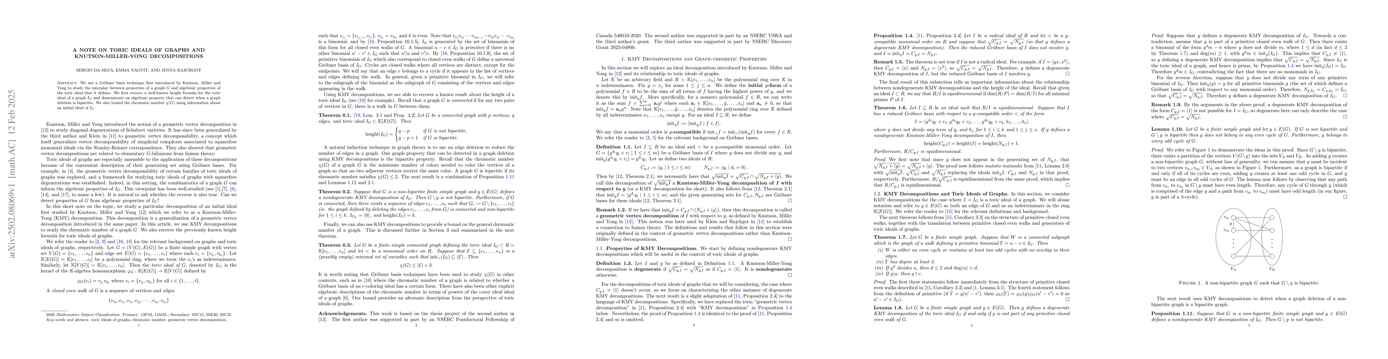 Thumbnail for A note on toric ideals of graphs and Knutson-Miller-Yong decompositions