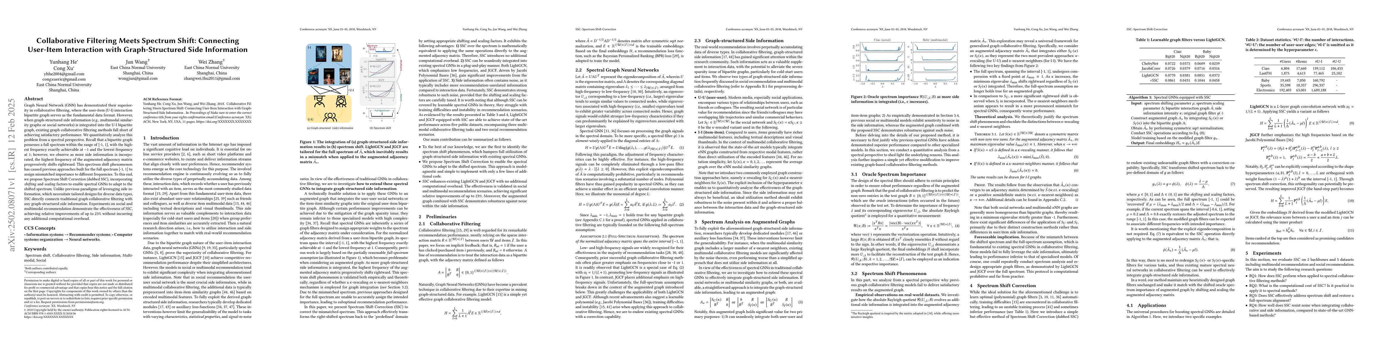 Thumbnail for Collaborative Filtering Meets Spectrum Shift: Connecting User-Item
  Interaction with Graph-Structured Side Information
