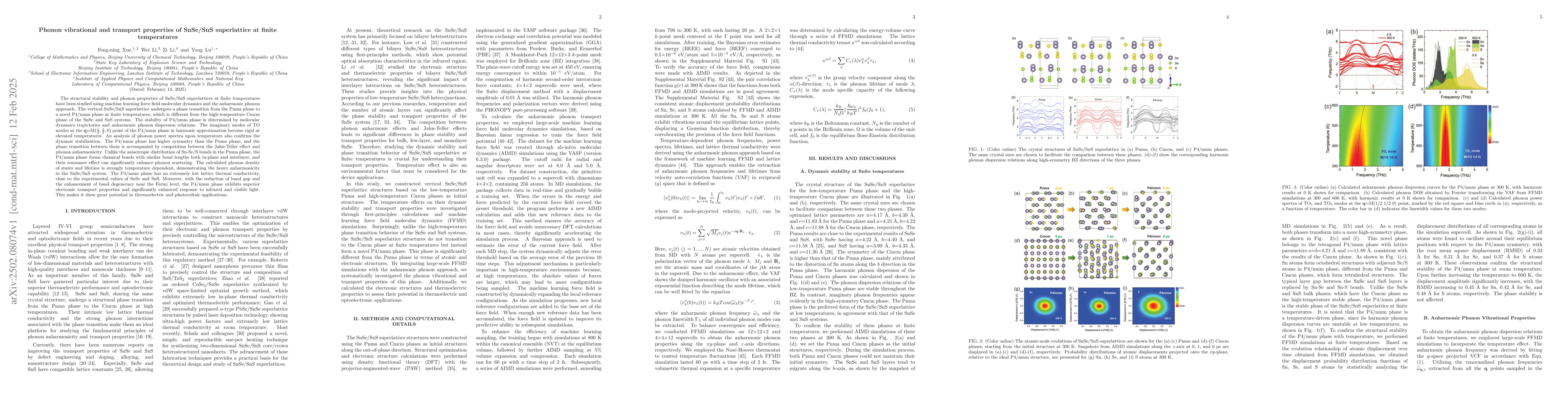 Thumbnail for Phonon vibrational and transport properties of SnSe/SnS superlattice at
  finite temperatures