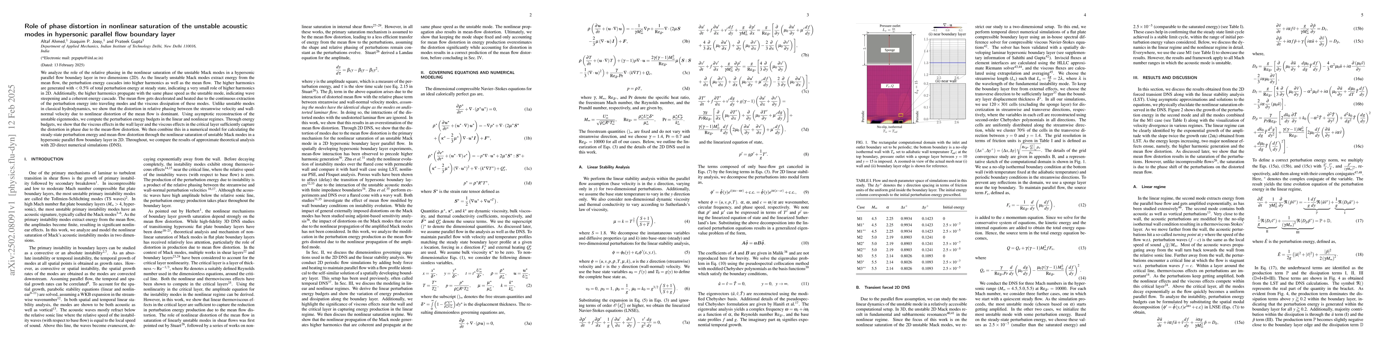 Thumbnail for Role of phase distortion in nonlinear saturation of the unstable
  acoustic modes in hypersonic parallel flow boundary layer