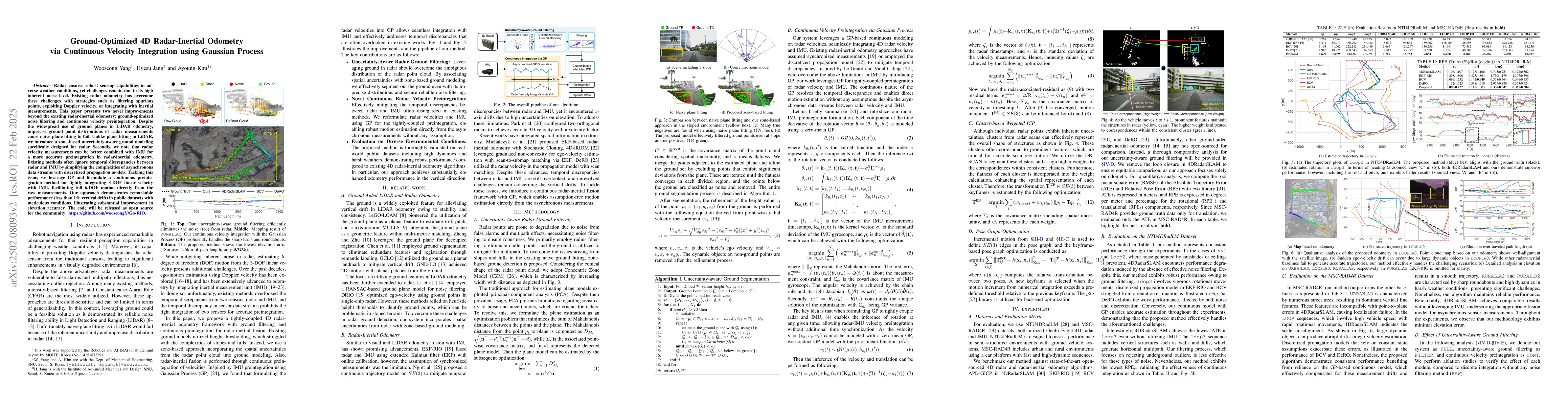 Thumbnail for Ground-Optimized 4D Radar-Inertial Odometry via Continuous Velocity
  Integration using Gaussian Process