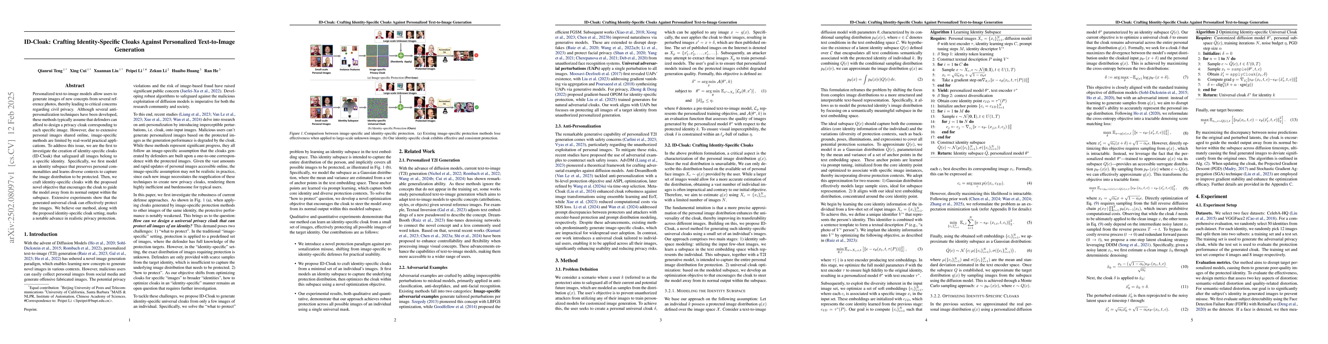 Thumbnail for ID-Cloak: Crafting Identity-Specific Cloaks Against Personalized
  Text-to-Image Generation