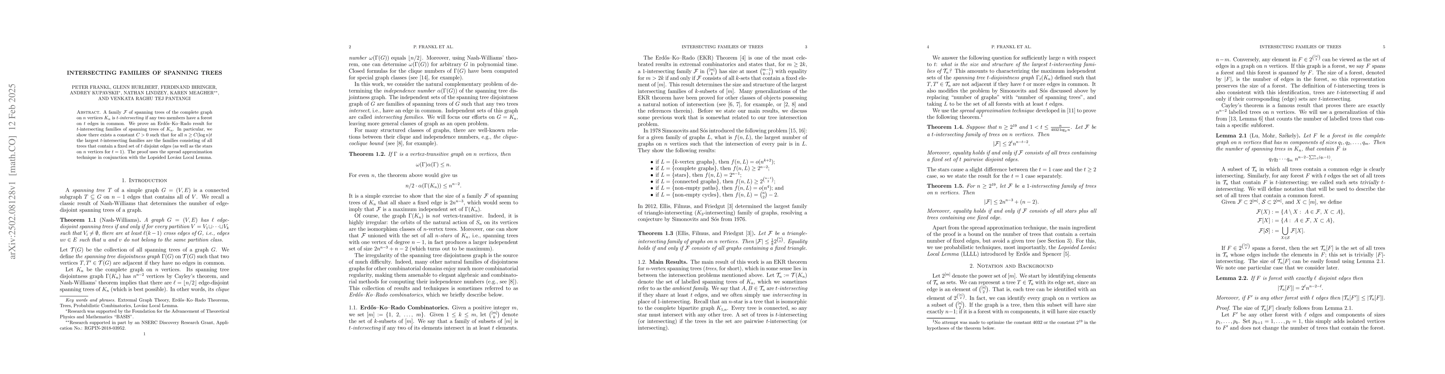 Thumbnail for Intersecting Families of Spanning Trees