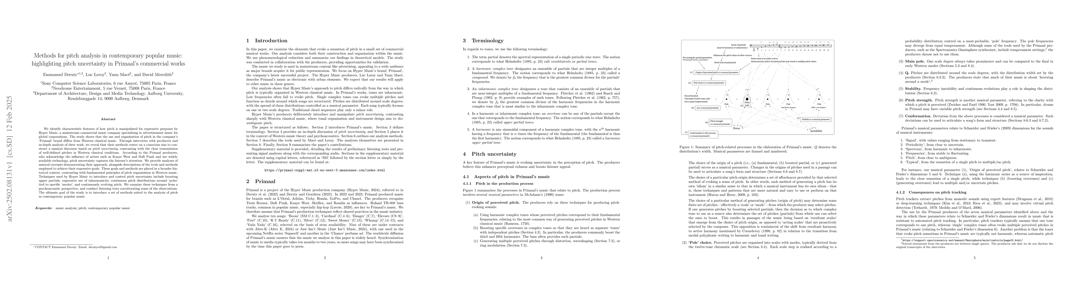 Thumbnail for Methods for pitch analysis in contemporary popular music: highlighting
  pitch uncertainty in Primaal's commercial works