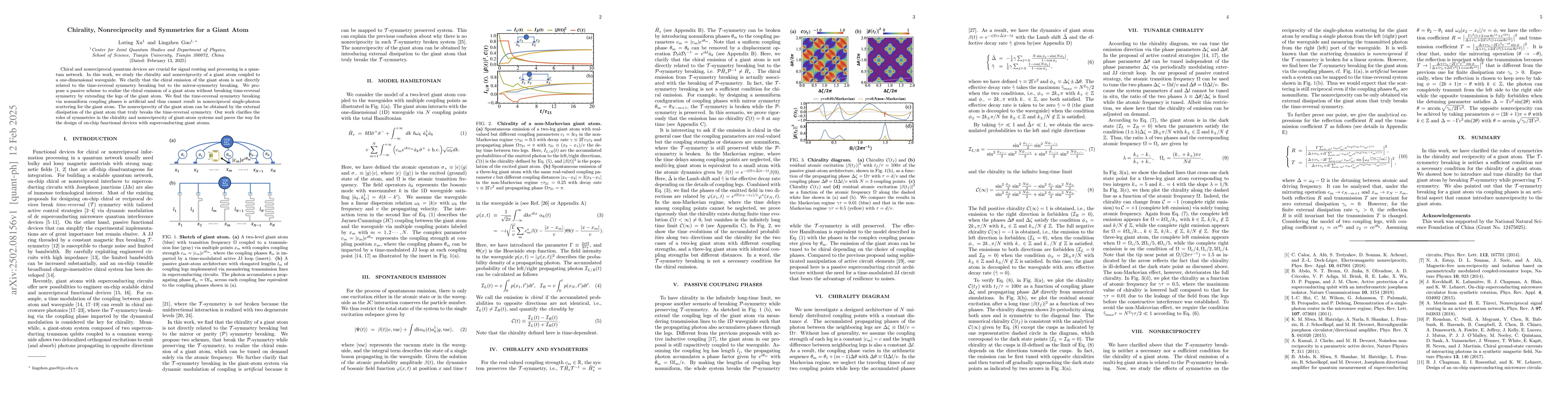 Thumbnail for Chirality, Nonreciprocity and Symmetries for a Giant Atom