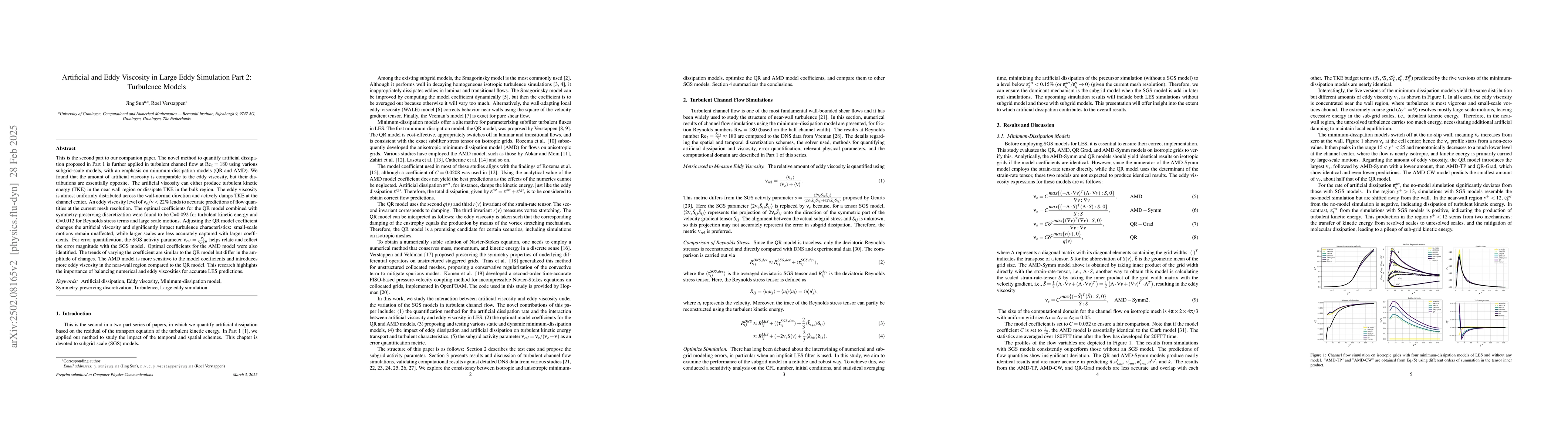 Thumbnail for Artificial and Eddy Viscosity in Large Eddy Simulation Part 2:
  Turbulence Models