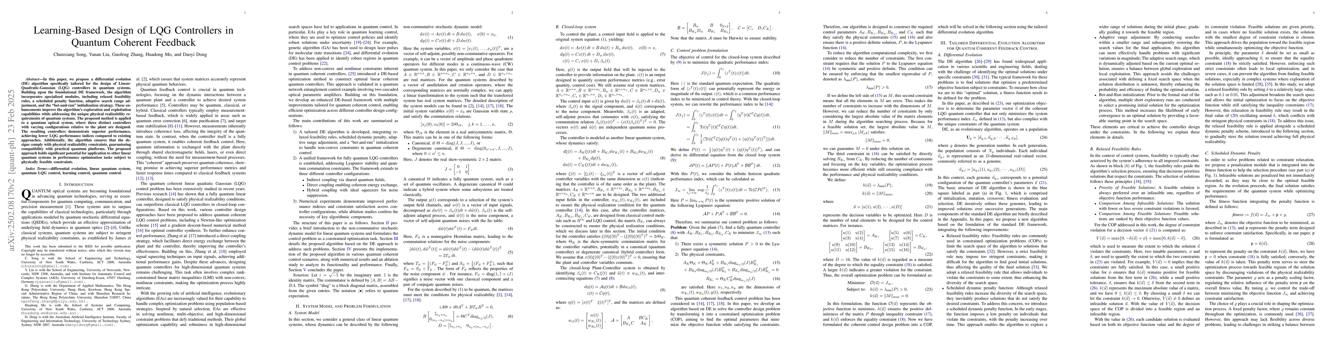 Thumbnail for Learning-Based Design of LQG Controllers in Quantum Coherent Feedback