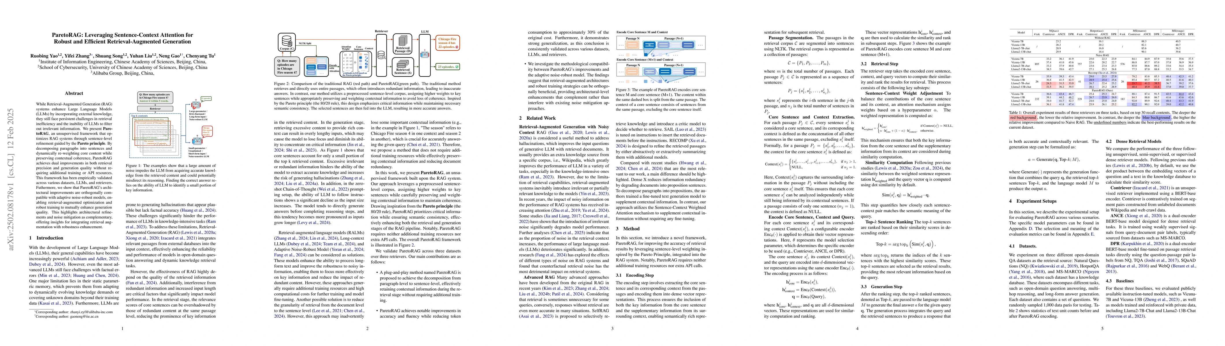 Thumbnail for ParetoRAG: Leveraging Sentence-Context Attention for Robust and
  Efficient Retrieval-Augmented Generation