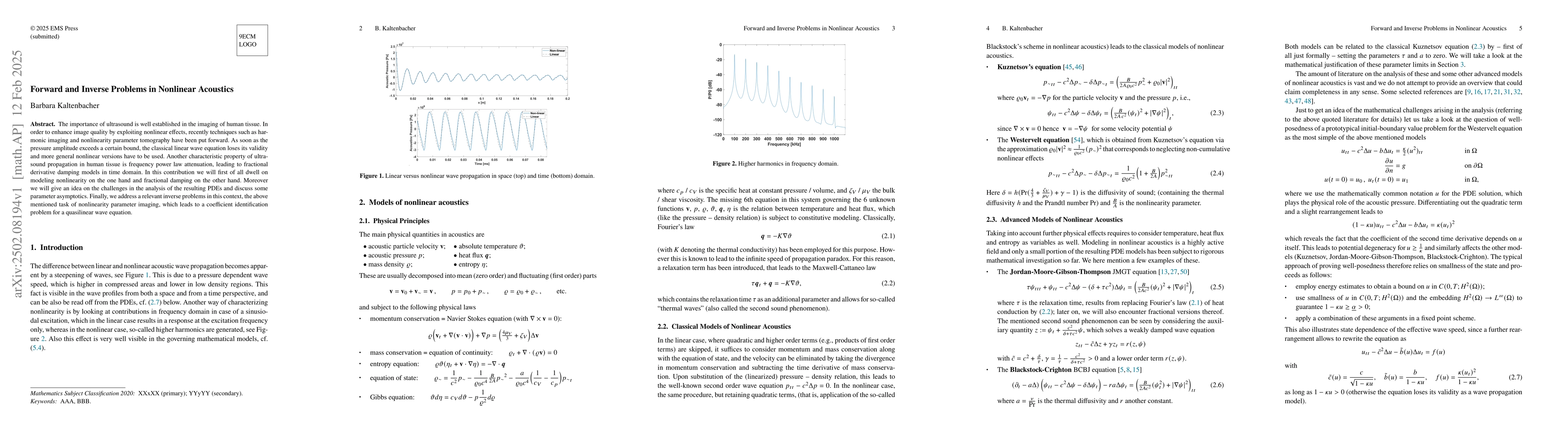 Thumbnail for Forward and Inverse Problems in Nonlinear Acoustics