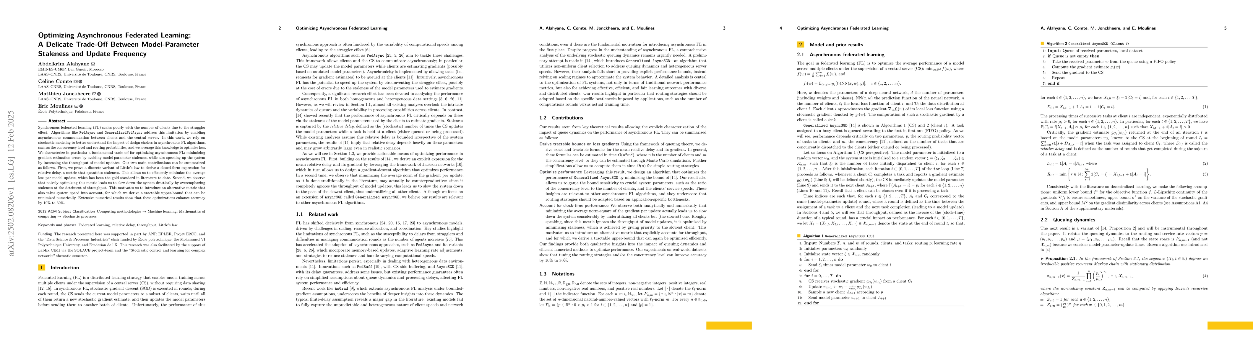 Thumbnail for Optimizing Asynchronous Federated Learning: A Delicate Trade-Off Between
  Model-Parameter Staleness and Update Frequency