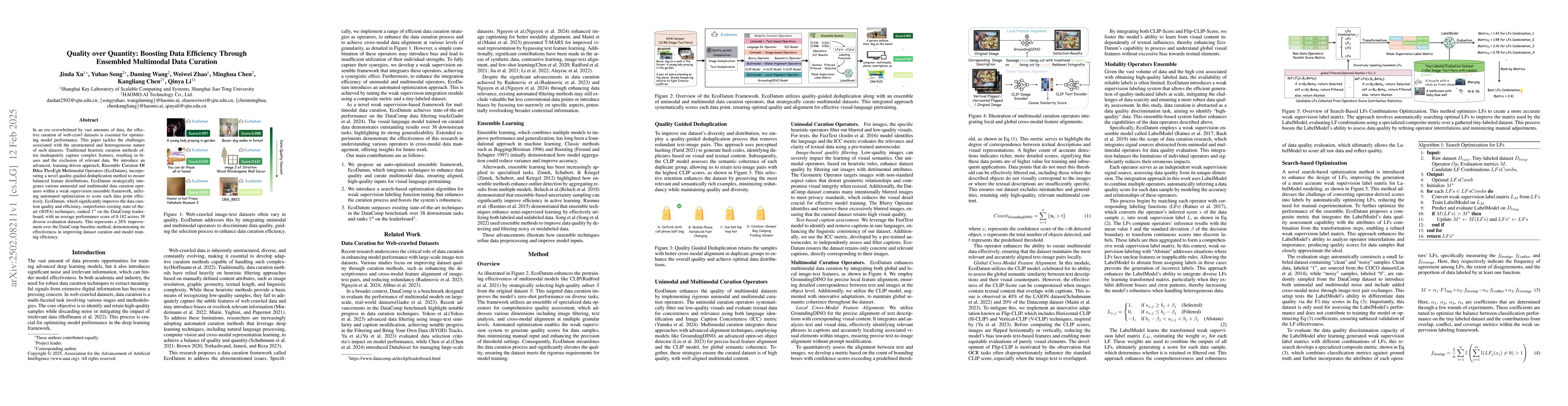 Thumbnail for Quality over Quantity: Boosting Data Efficiency Through Ensembled
  Multimodal Data Curation