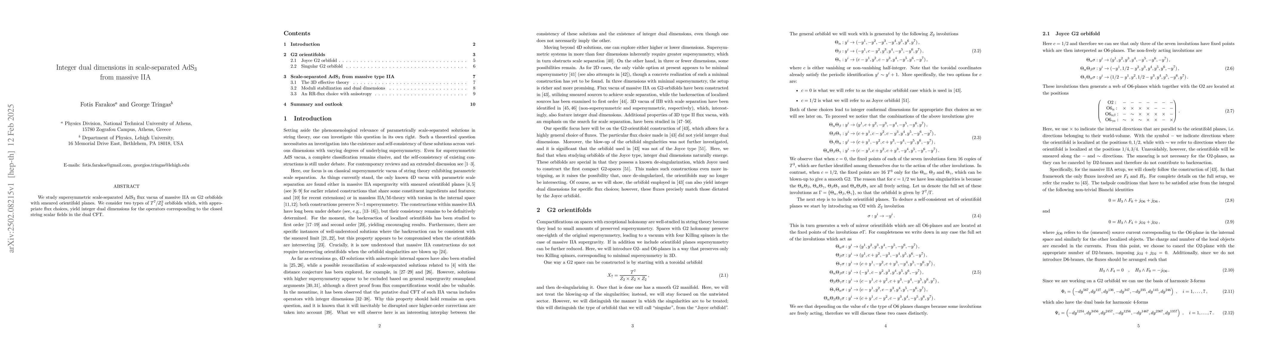 Thumbnail for Integer dual dimensions in scale-separated AdS$_3$ from massive IIA