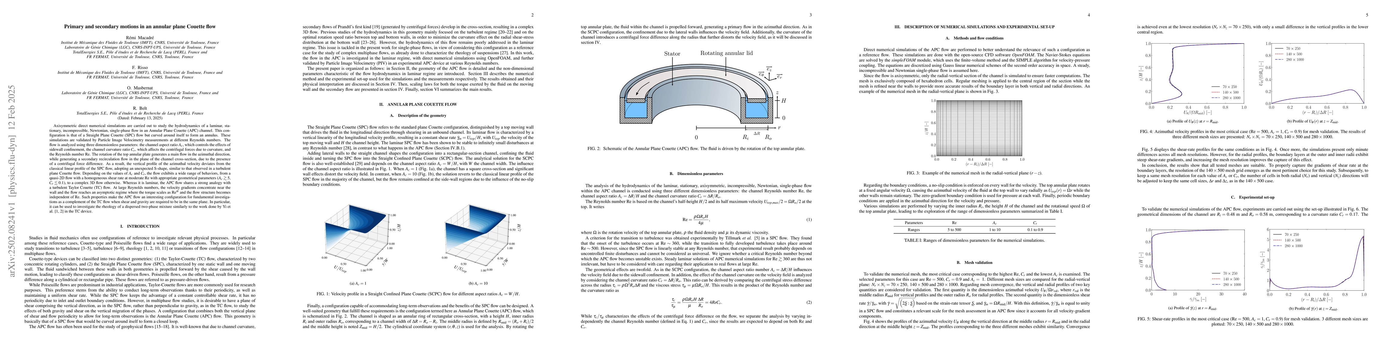 Thumbnail for Primary and secondary motions in an annular plane Couette flow