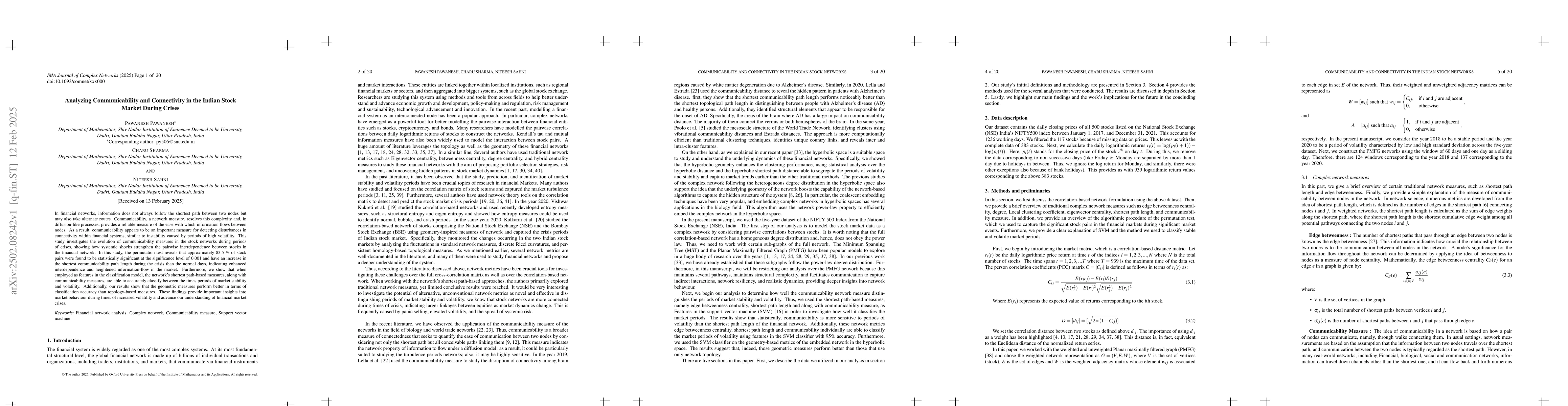 Thumbnail for Analyzing Communicability and Connectivity in the Indian Stock Market
  During Crises