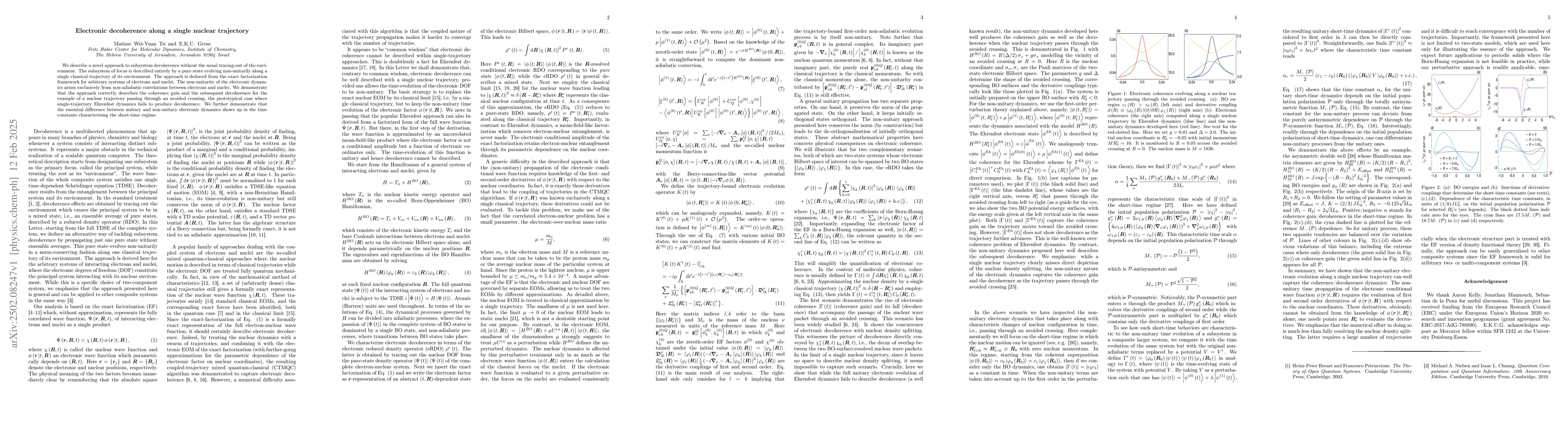 Thumbnail for Electronic decoherence along a single nuclear trajectory