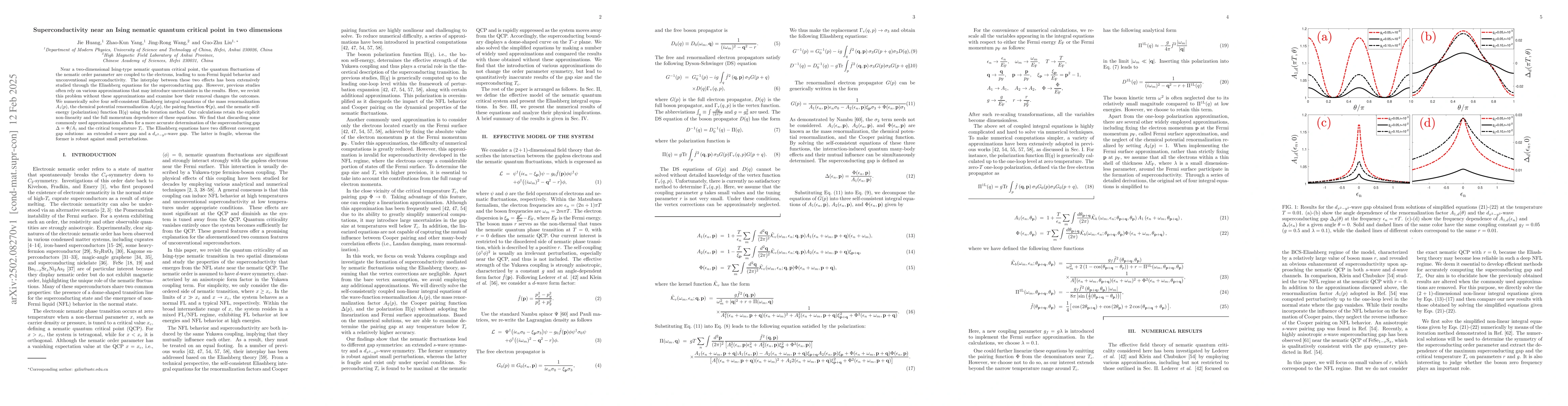 Thumbnail for Superconductivity near an Ising nematic quantum critical point in two
  dimensions