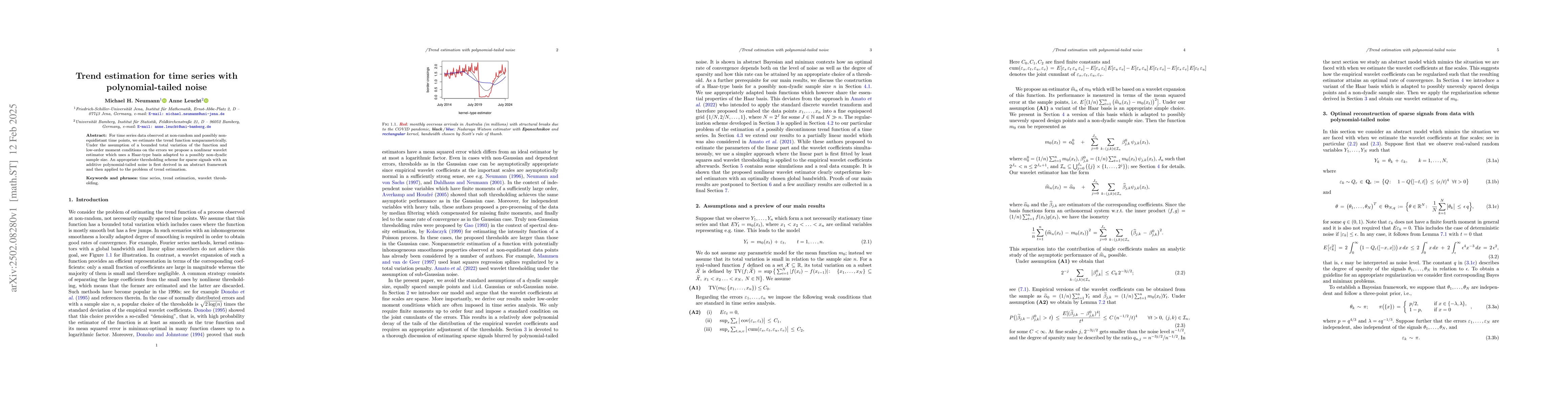 Thumbnail for Trend estimation for time series with polynomial-tailed noise