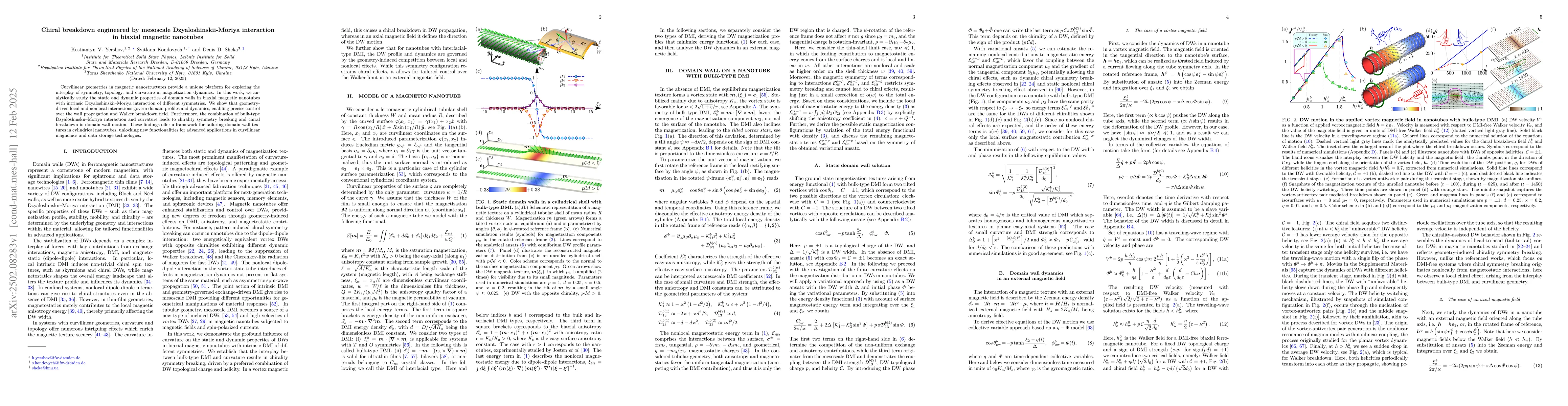 Thumbnail for Chiral breakdown engineered by mesoscale Dzyaloshinskii-Moriya
  interaction in biaxial magnetic nanotubes