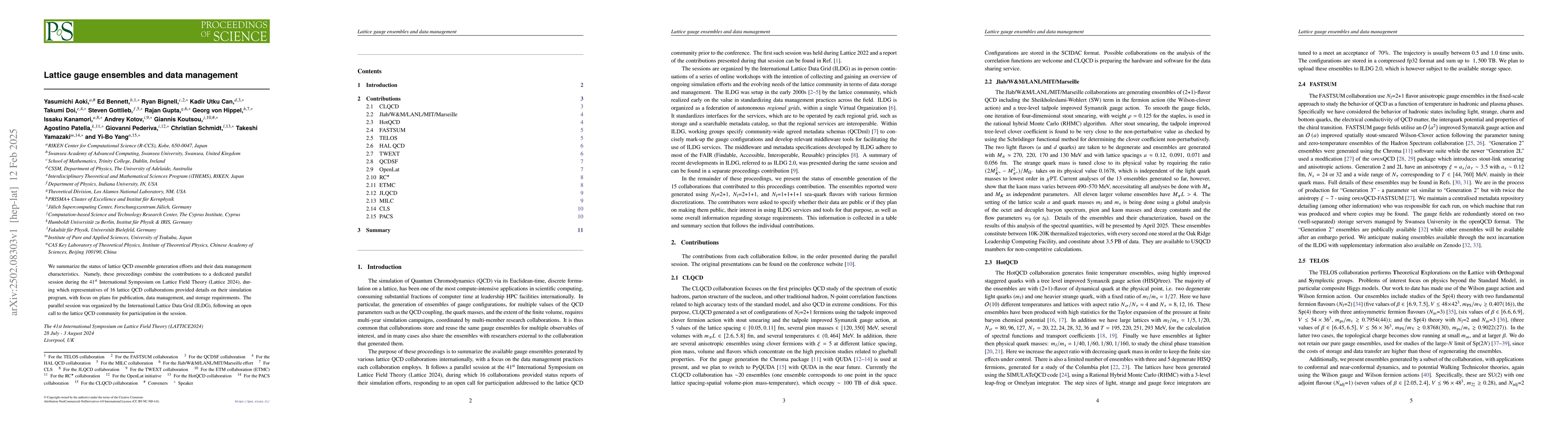 Thumbnail for Lattice gauge ensembles and data management