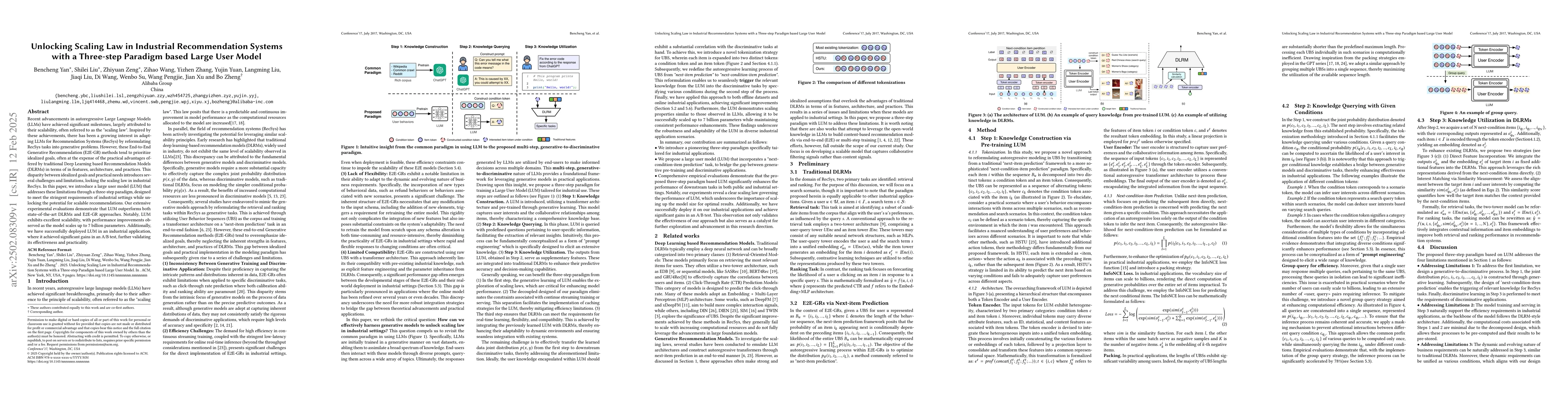 Thumbnail for Unlocking Scaling Law in Industrial Recommendation Systems with a
  Three-step Paradigm based Large User Model