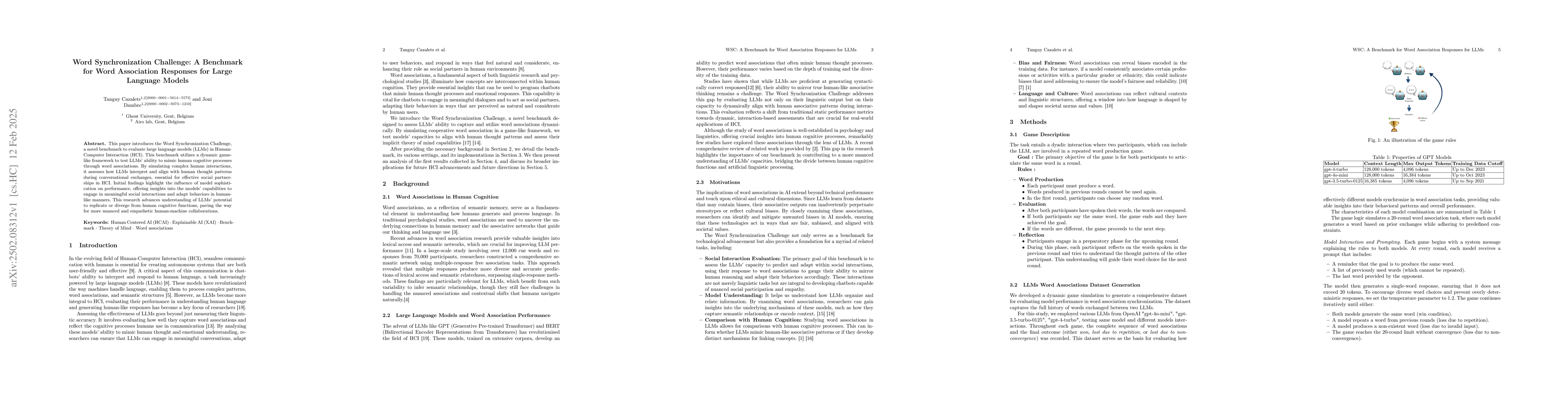 Thumbnail for Word Synchronization Challenge: A Benchmark for Word Association
  Responses for LLMs