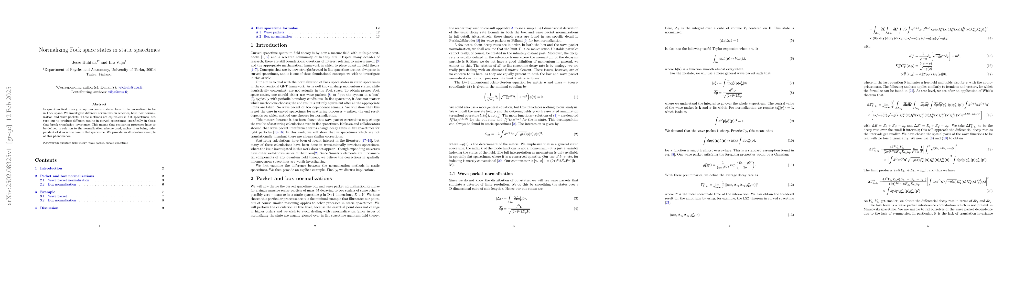 Thumbnail for Normalizing Fock space states in static spacetimes
