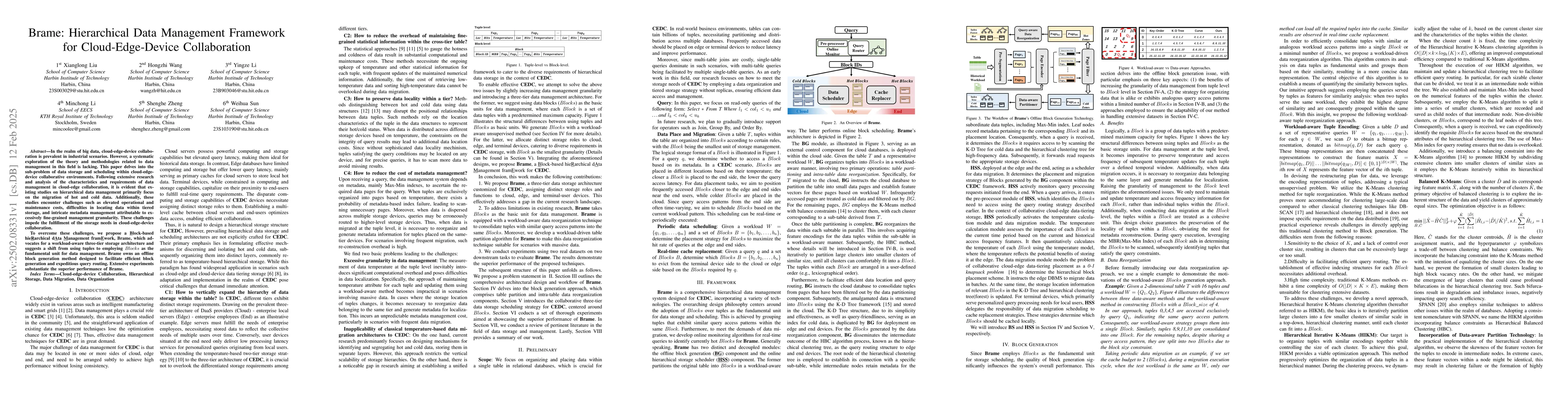 Thumbnail for Brame: Hierarchical Data Management Framework for Cloud-Edge-Device
  Collaboration