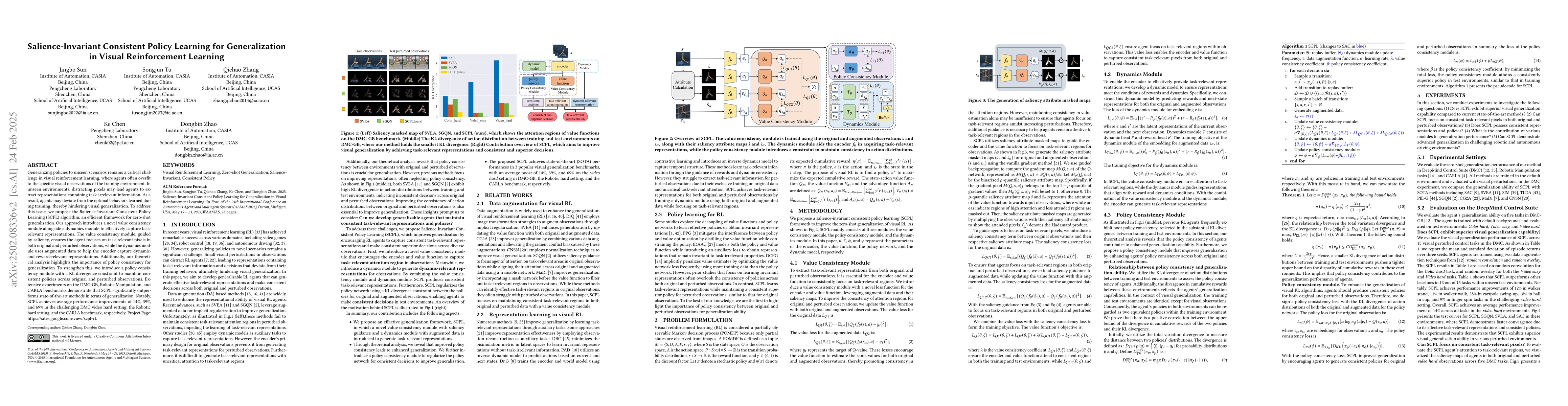 Thumbnail for Salience-Invariant Consistent Policy Learning for Generalization in
  Visual Reinforcement Learning