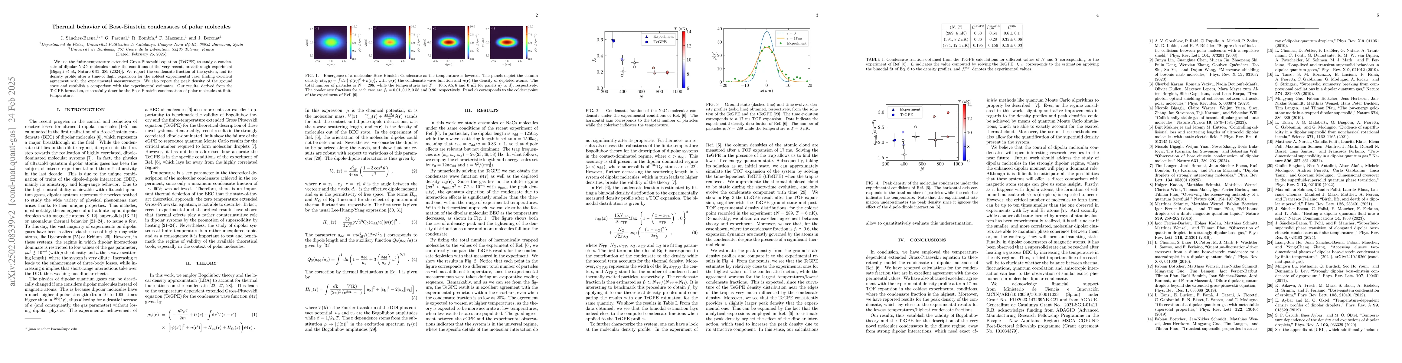 Thumbnail for Thermal behavior of Bose-Einstein condensates of polar molecules