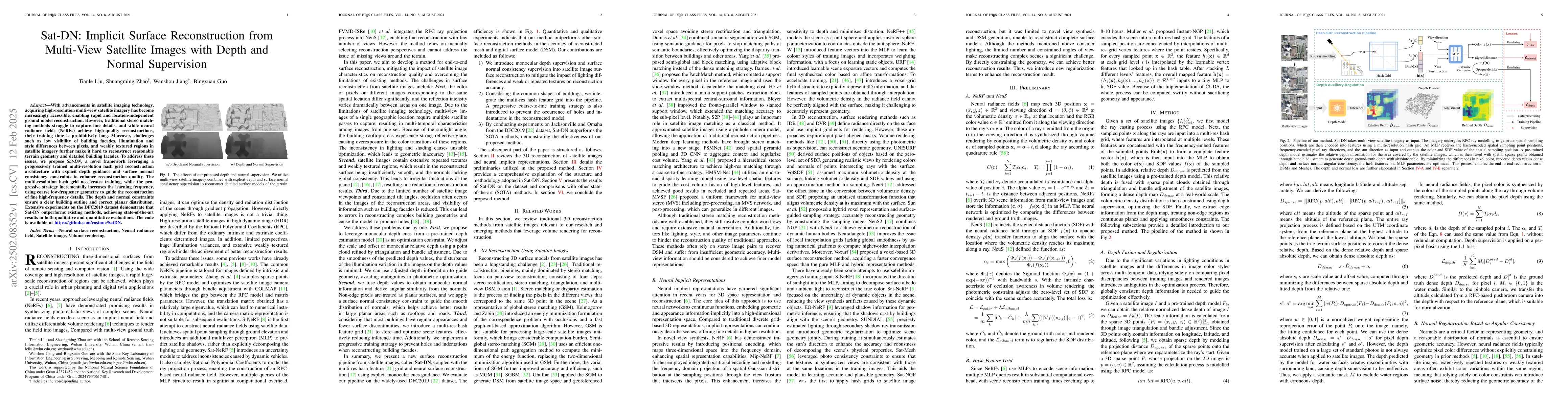 Thumbnail for Sat-DN: Implicit Surface Reconstruction from Multi-View Satellite Images
  with Depth and Normal Supervision