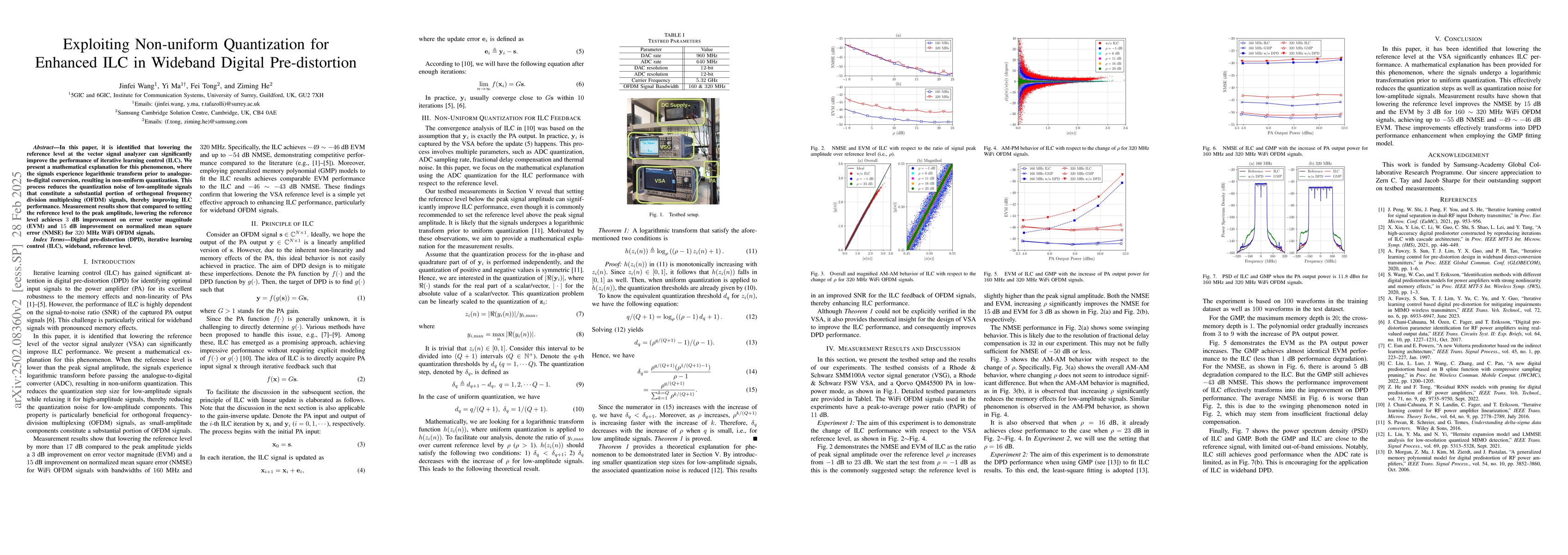 Thumbnail for Exploiting Non-uniform Quantization for Enhanced ILC in Wideband Digital
  Pre-distortion