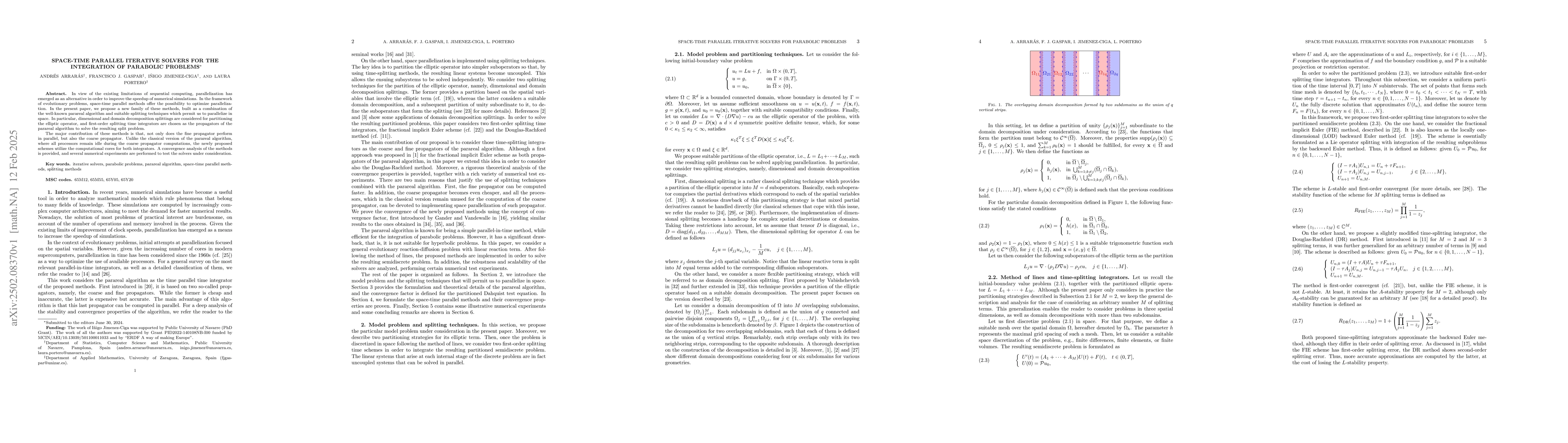 Thumbnail for Space-time parallel iterative solvers for the integration of parabolic
  problems