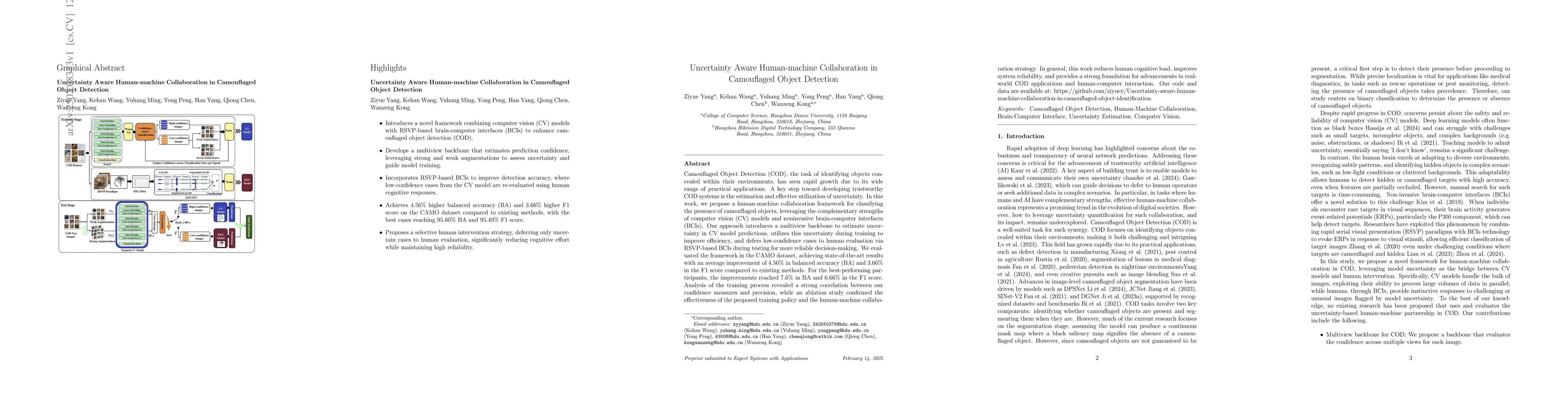 Thumbnail for Uncertainty Aware Human-machine Collaboration in Camouflaged Object
  Detection