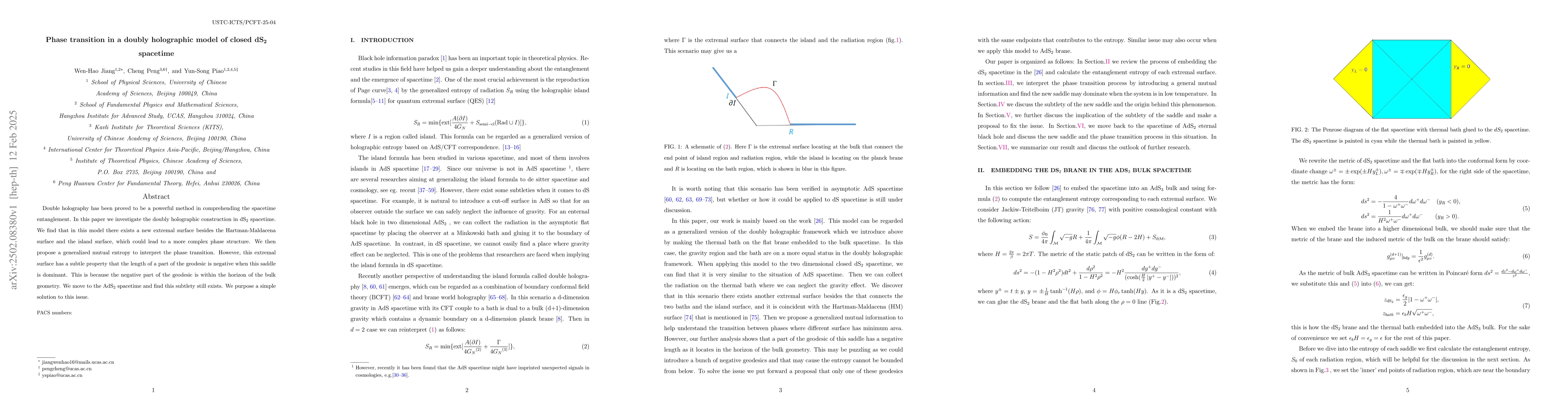 Thumbnail for Phase transition in a doubly holographic model of closed $\mathbf{dS_{2}
  }$ spacetime
