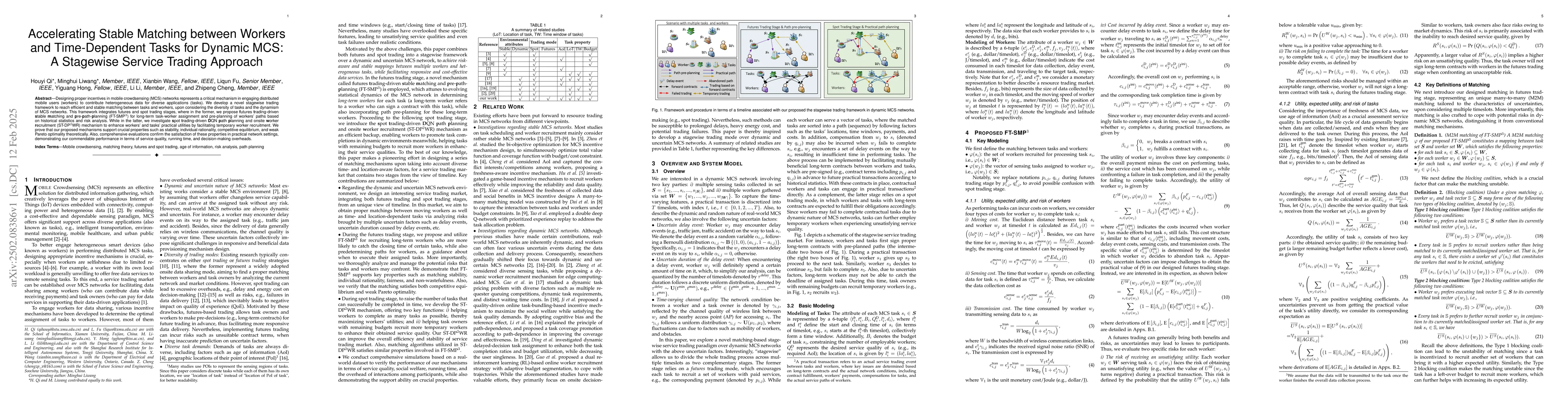 Thumbnail for Accelerating Stable Matching between Workers and Time-Dependent Tasks
  for Dynamic MCS: A Stagewise Service Trading Approach