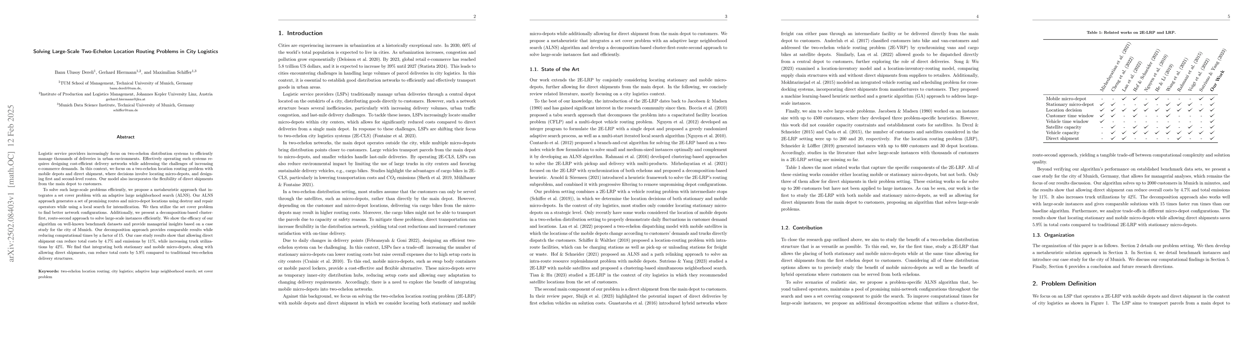 Thumbnail for Solving Large-Scale Two-Echelon Location Routing Problems in City
  Logistics