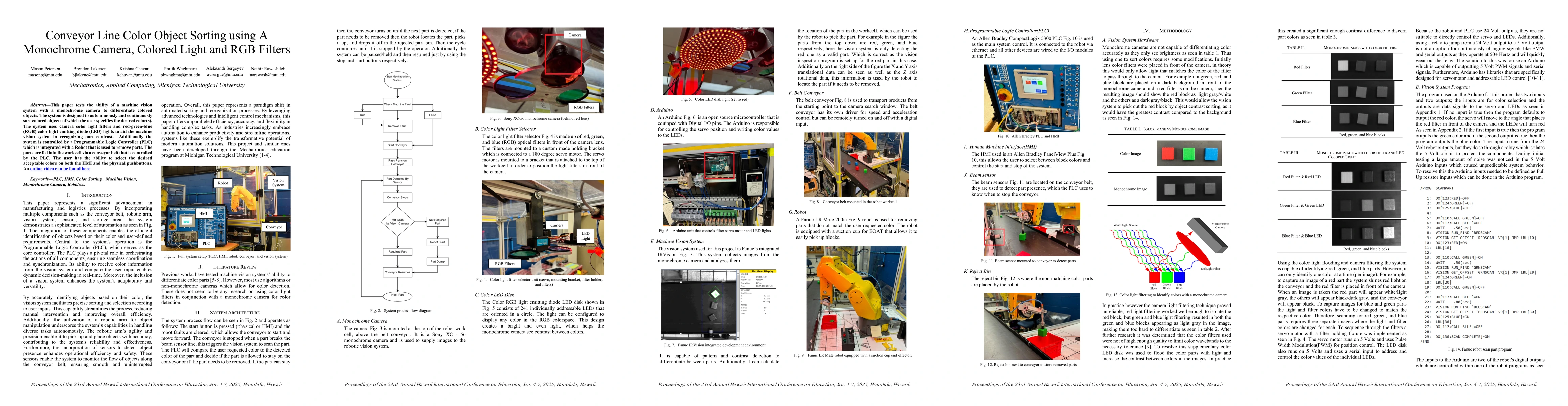 Thumbnail for Conveyor Line Color Object Sorting using A Monochrome Camera, Colored
  Light and RGB Filters