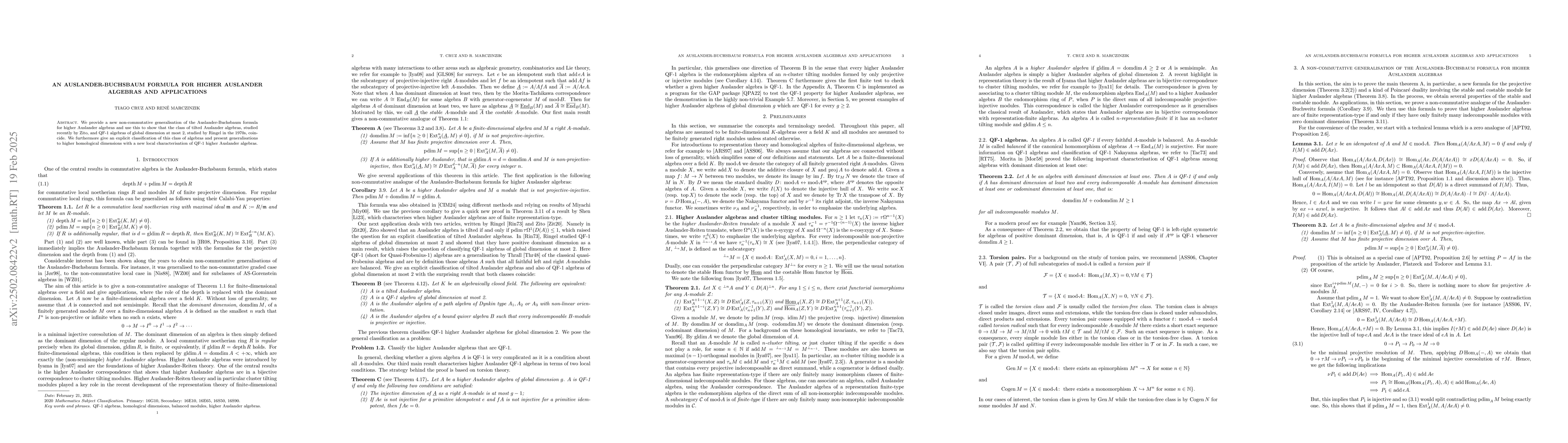 Thumbnail for An Auslander-Buchsbaum formula for higher Auslander algebras and
  applications