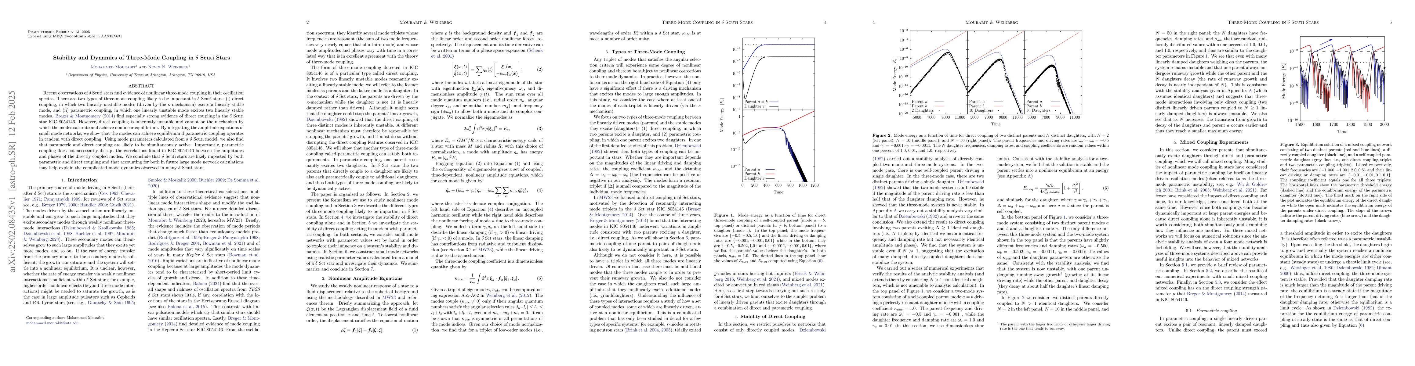 Thumbnail for Stability and Dynamics of Three-Mode Coupling in $δ$ Scuti Stars