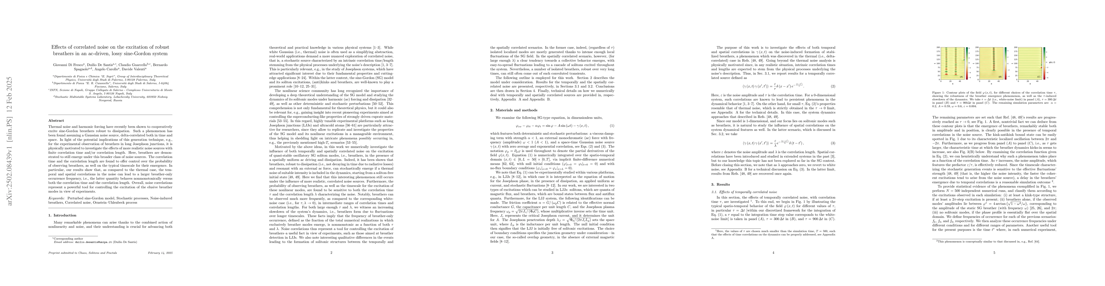 Thumbnail for Effects of correlated noise on the excitation of robust breathers in an
  ac-driven, lossy sine-Gordon system