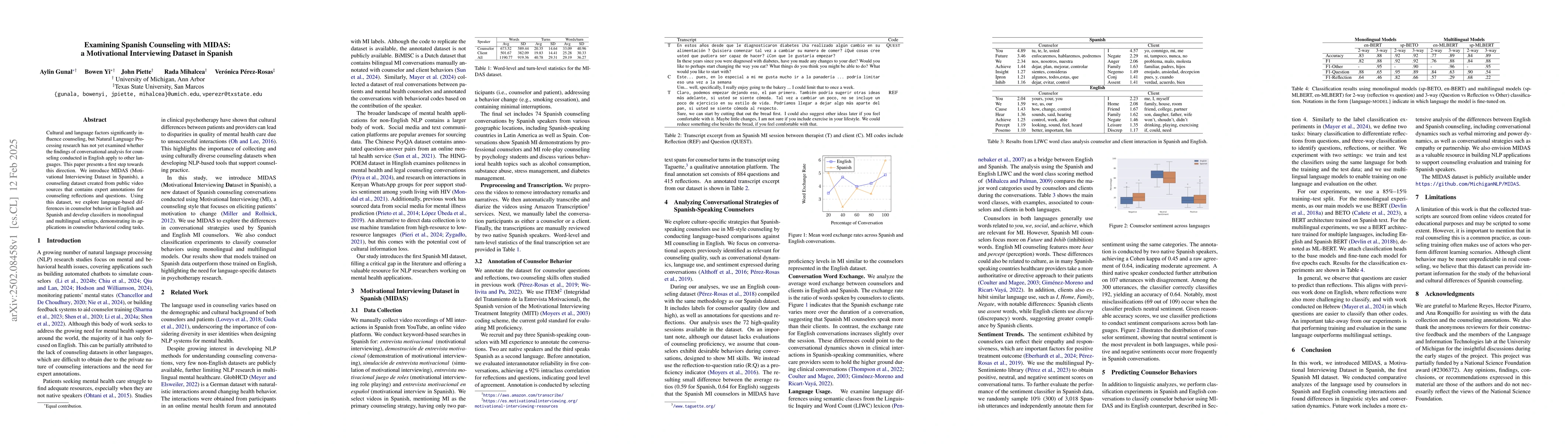 Thumbnail for Examining Spanish Counseling with MIDAS: a Motivational Interviewing
  Dataset in Spanish