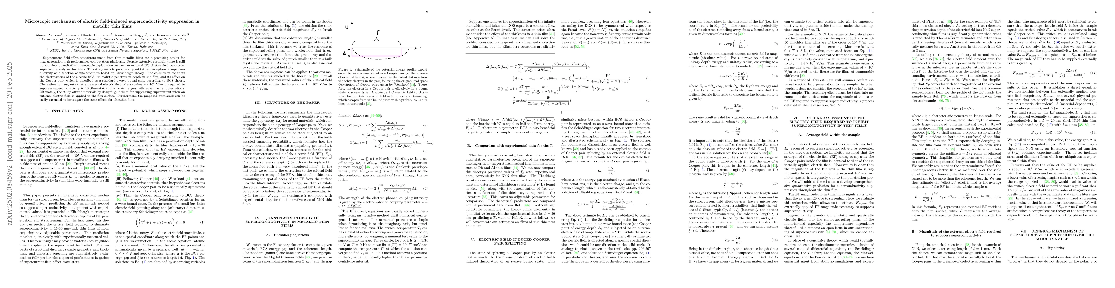 Thumbnail for Microscopic mechanism of electric field-induced superconductivity
  suppression in metallic thin films