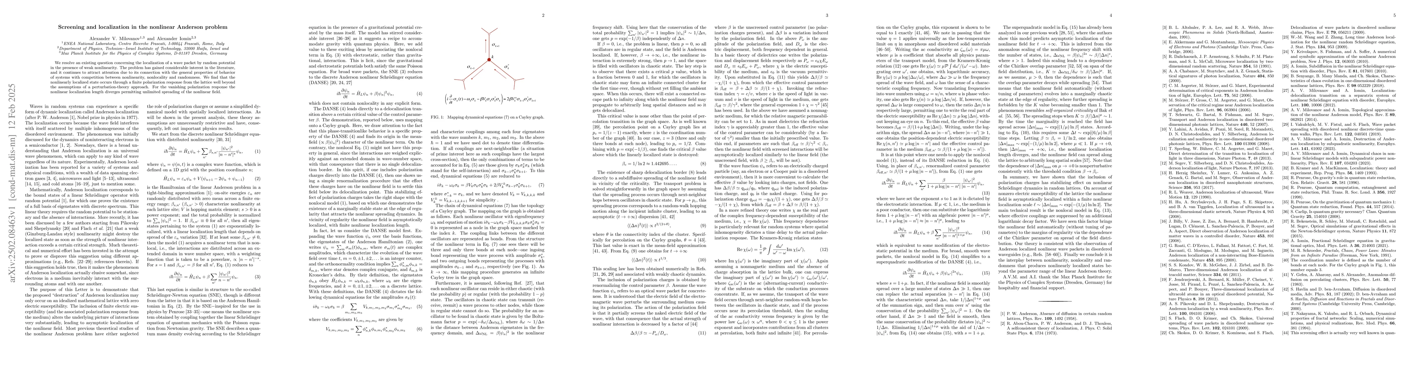 Thumbnail for Screening and localization in the nonlinear Anderson problem