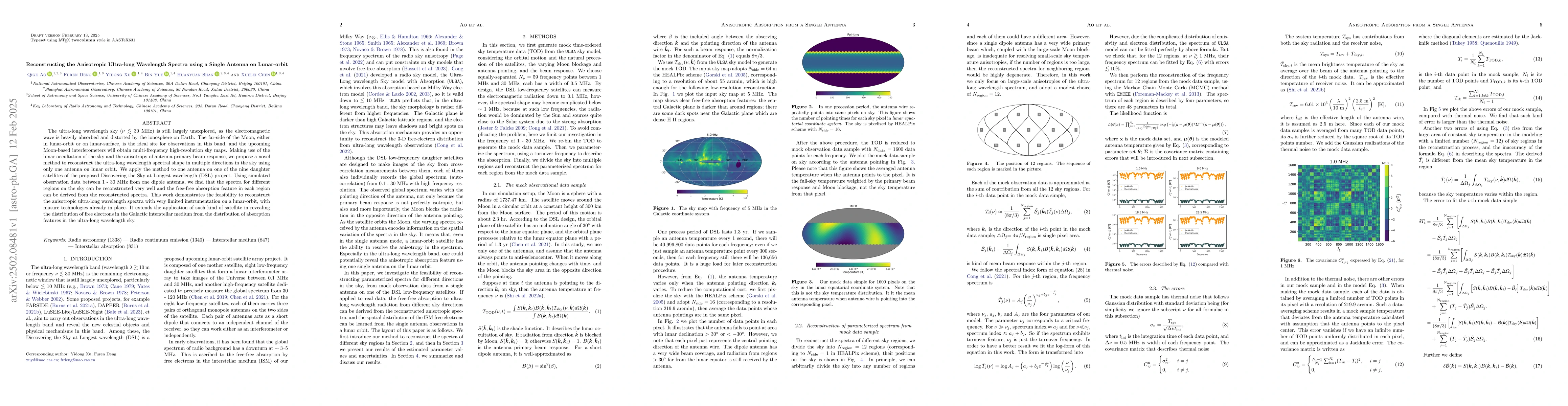Thumbnail for Reconstructing the Anisotropic Ultra-long Wavelength Spectra using a
  Single Antenna on Lunar-orbit