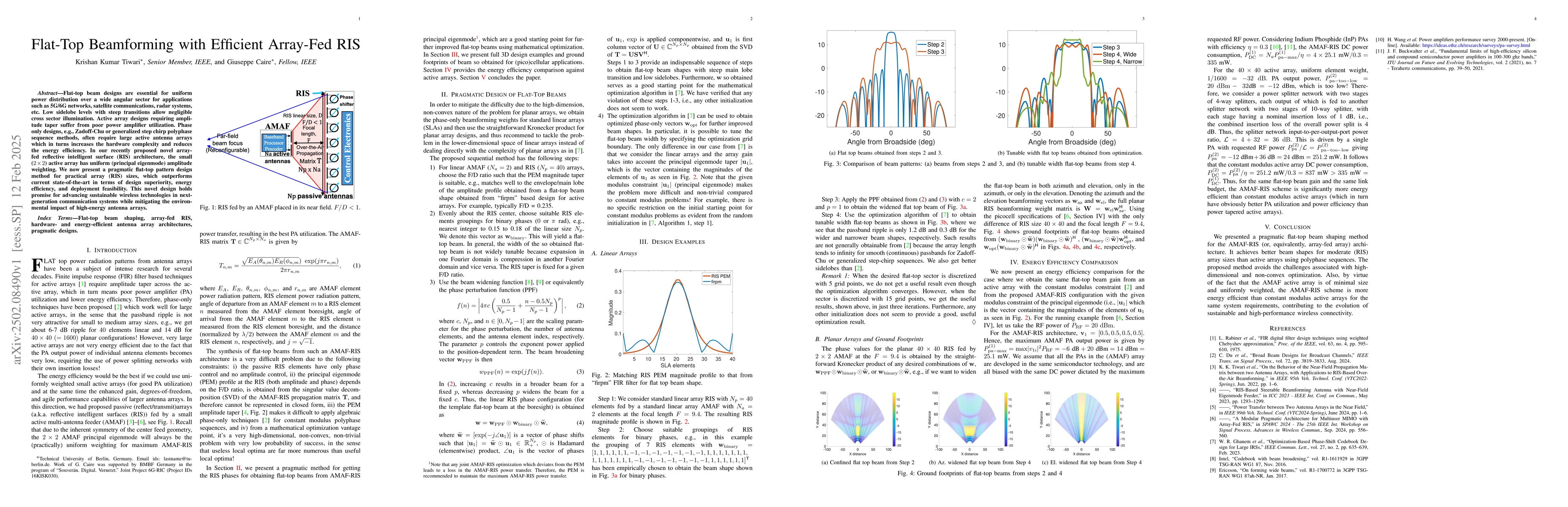 Thumbnail for Flat-Top Beamforming with Efficient Array-Fed RIS