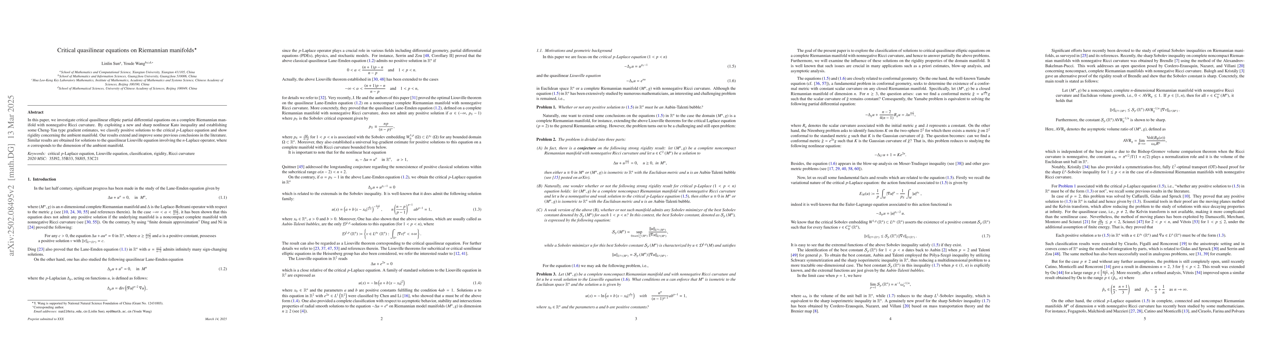 Thumbnail for Critical quasilinear equations on Riemannian manifolds