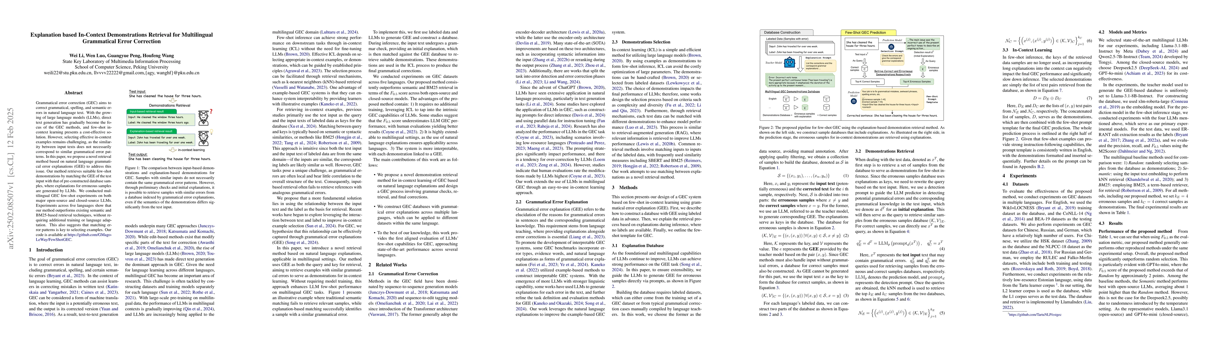 Thumbnail for Explanation based In-Context Demonstrations Retrieval for Multilingual
  Grammatical Error Correction