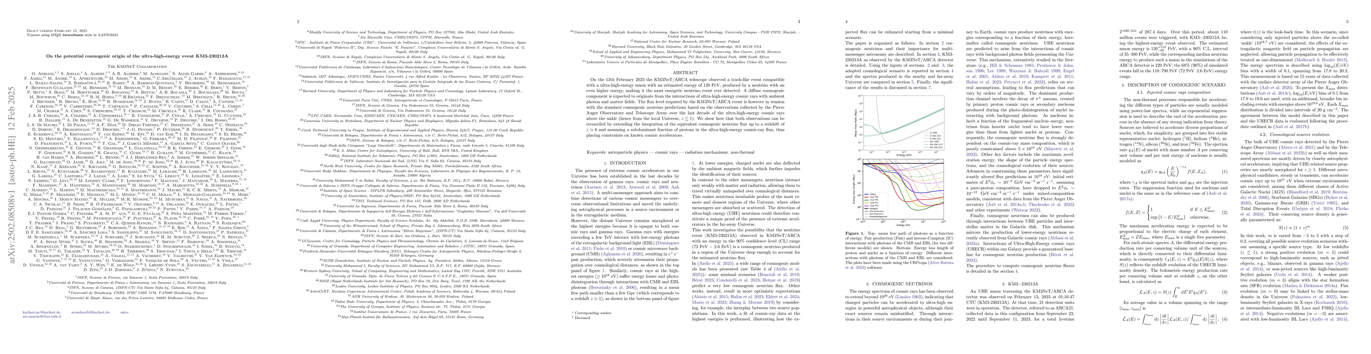 Thumbnail for On the potential cosmogenic origin of the ultra-high-energy event
  KM3-230213A