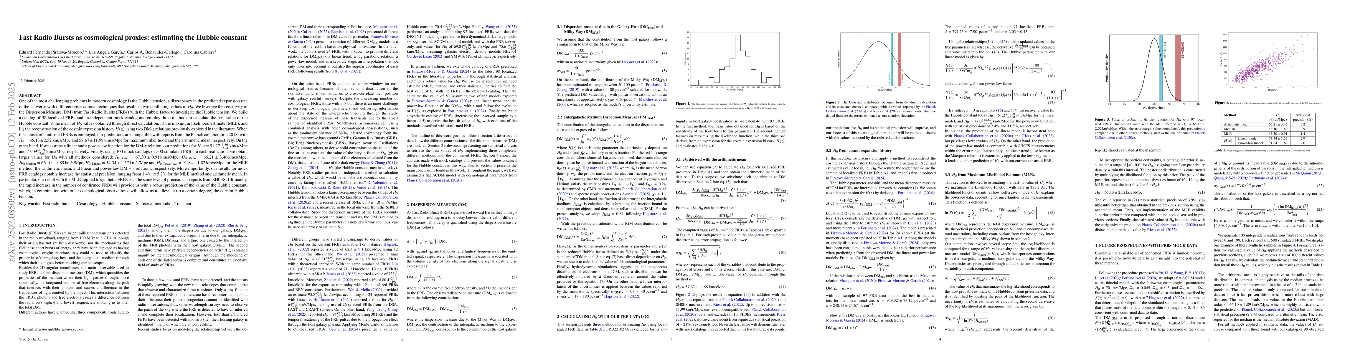Thumbnail for Fast Radio Bursts as cosmological proxies: estimating the Hubble
  constant